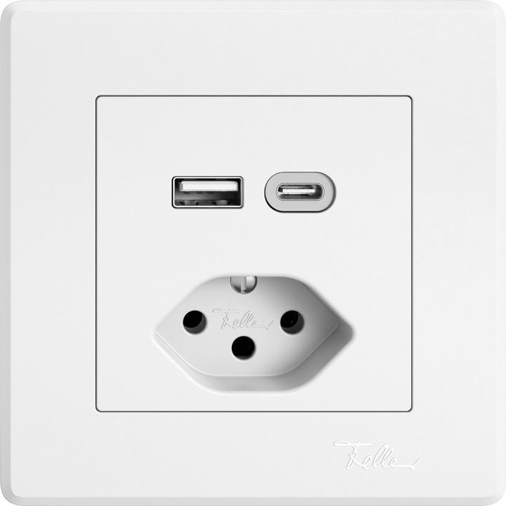 Feller EDIZIO Liv UP-Kleinkombination USB-A+C/1xT13 ws