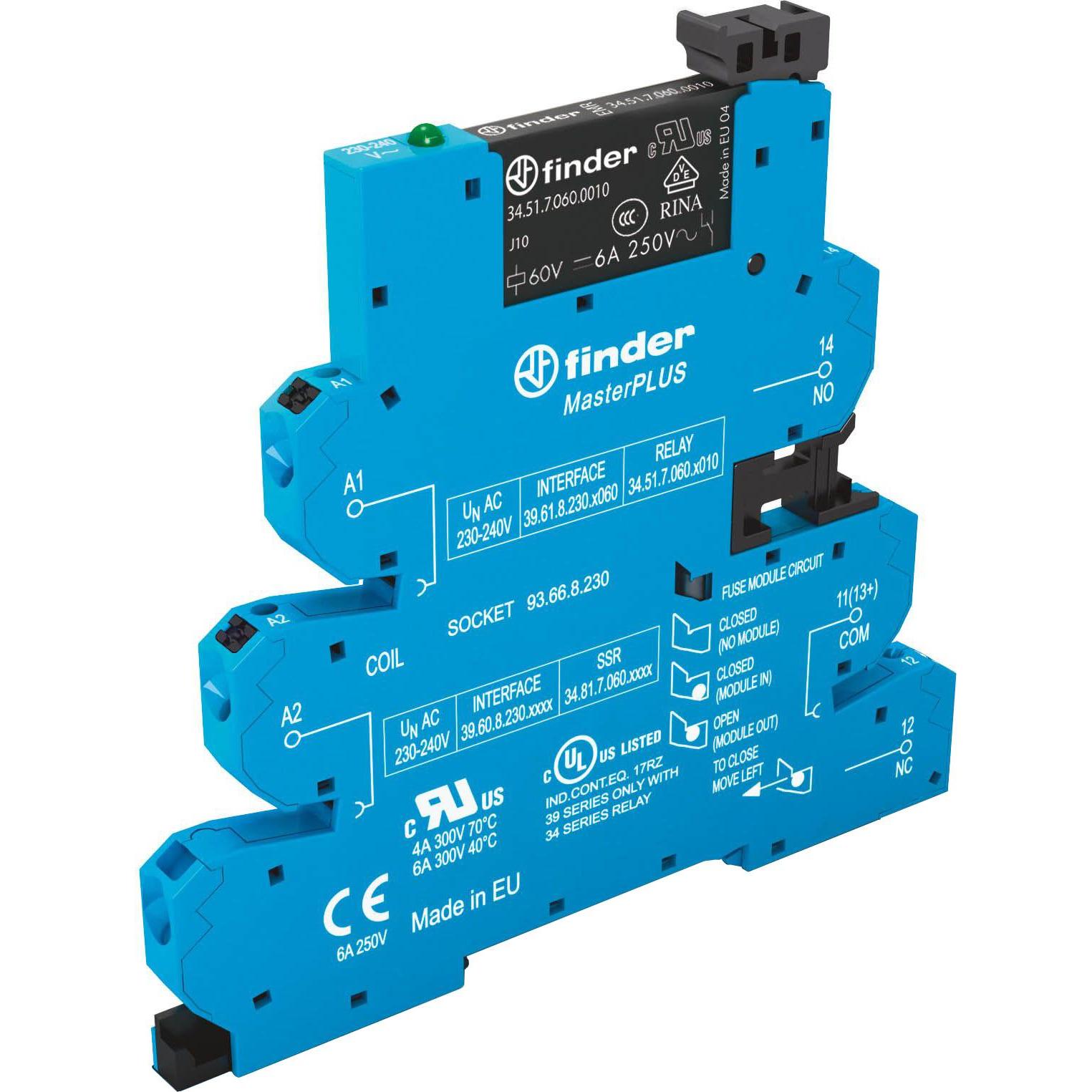 10x Finder Electromechanical Relay; 230VAC/DC, Relais