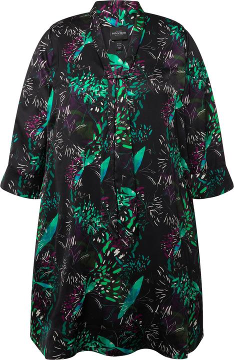 Produktbild Ulla Popken Long-Tunika, Satin, V-Ausschnitt, Schluppe, 3/4-Arm (46, 48)