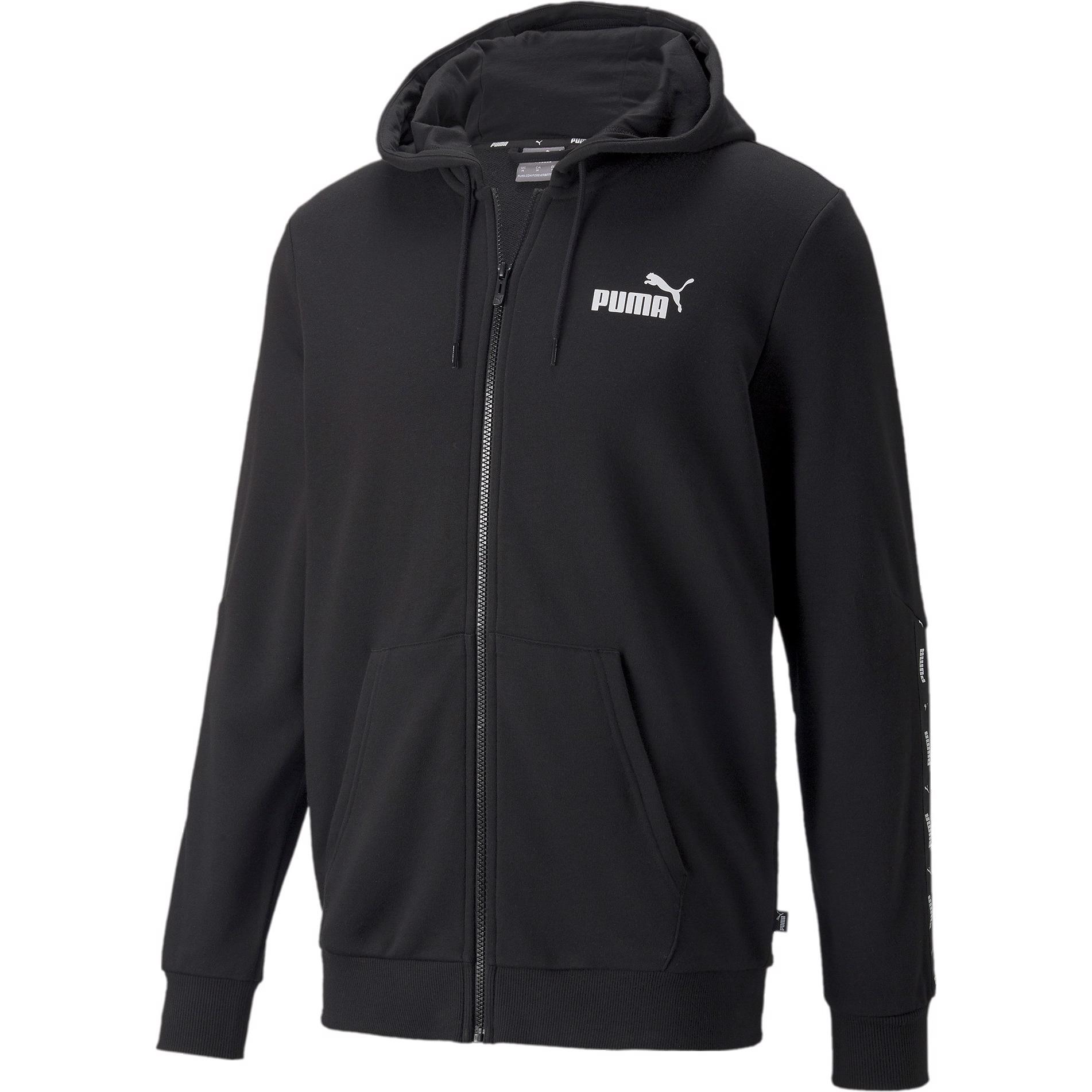 Puma, Herren, Pullover, ESS+ Tape Full-Zip Hoodie, Schwarz, (M)
