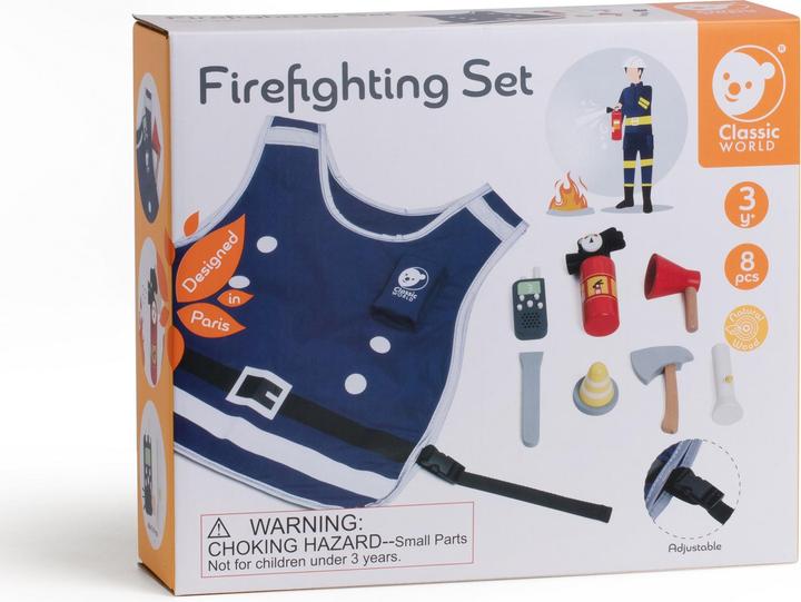 Immagine prodotto Classic World Set da gioco per pompieri in legno, 8 pezzi.
