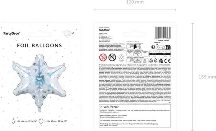 Actual product image Partydeco Foil balloon Snowflake, 64x66 cm, holographic (1 pkt / 1 pc.) (1 Piece)