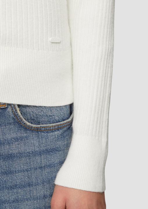 Produktbild s.Oliver Strickpullover Schmaler Pullover mit Troyer-Kragen (L)