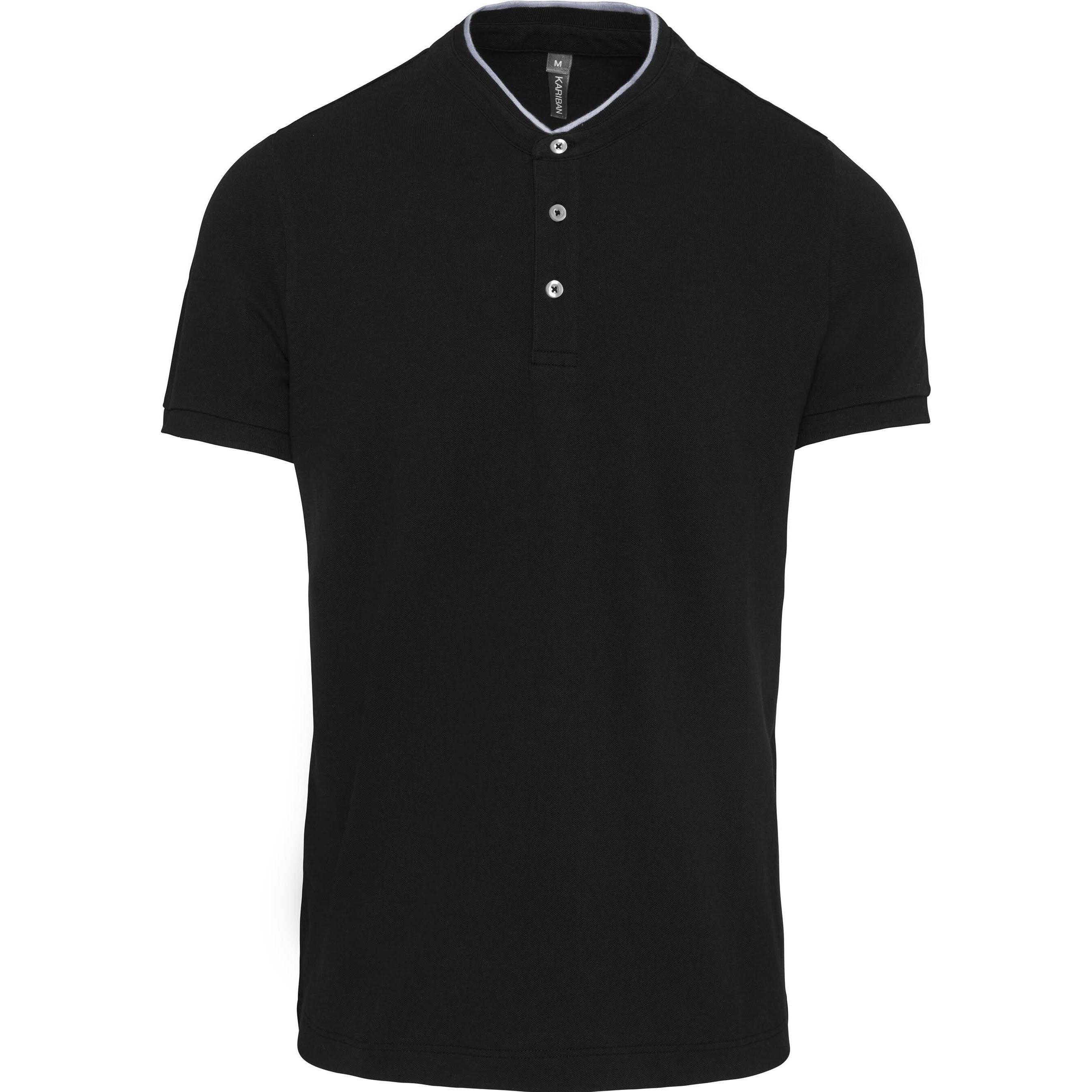 Kariban, Herren, Shirt, Col Mao, Schwarz, Grau, (L)
