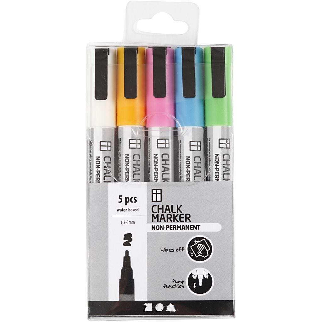 Thumbnail - Creativ Company, Marker, Kreide-Marker (Mehrfarbig, 3 mm, 5 x)