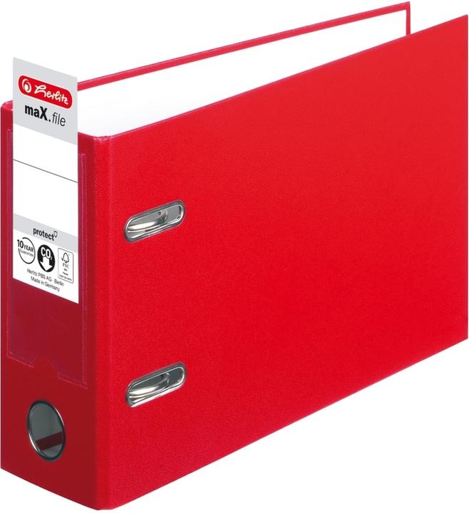 Actual product image Herlitz PP file maX.file protect, A5 landscape, red Spine width: 75 mm, PP plastic cover, insertable spine- (A5, 75 mm, 1 pcs.)