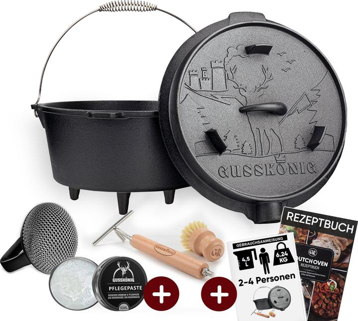 Immagine prodotto Gusskönig Gusskoenig Dutch Oven Set 9 l-Deckelheber-Schrubber