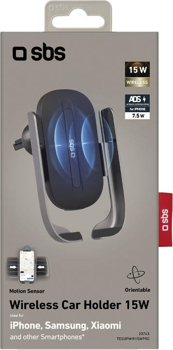 Produktbild SBS Autohalterung mit kabelloser 15 W-Aufladung