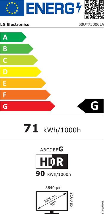 Energie-Label LG UHD TV 50UT73006LA (50", UT73, LED, 4K, 2024)