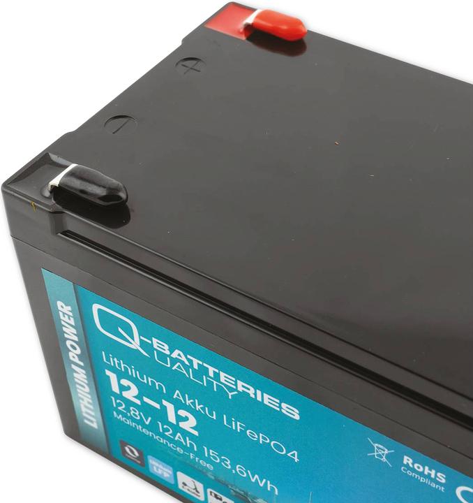 Actual product image Q-Batteries Lithium battery 12-12 12.8V 12Ah, 153.6Wh LiFePO4 battery (1 pcs., Device specific, 12000 mAh)