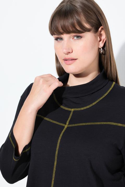 Image du produit Ulla Popken Blouse en coton bio, col légèrement montant et manches 3/4, effet de superposition (54)