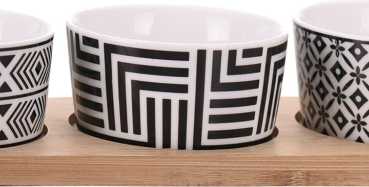Actual product image Excellent Houseware Bamboo tray with 4 ceramic bowls