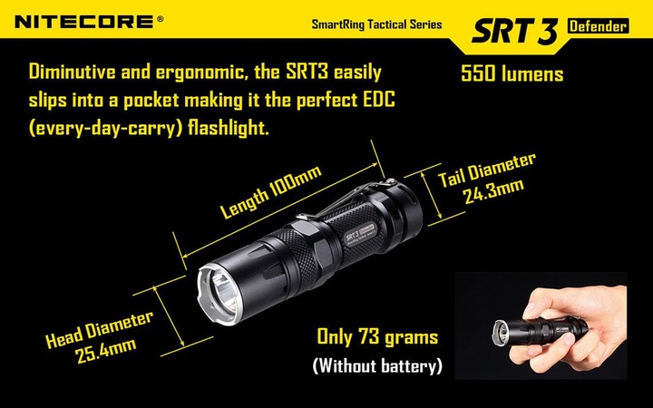 Produktbild Nitecore Srt3 (10 cm, 550 lm)