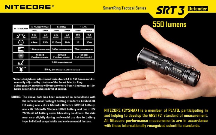 Produktbild Nitecore Srt3 (10 cm, 550 lm)