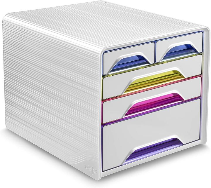 Image du produit Cep Boîte à tiroirs Smoove HAPPY, 5 tiroirs, blanc / multicolore en polystyrène, avec système (A4)