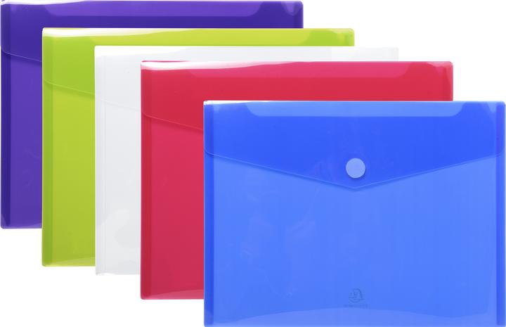 Image du produit Exacompta Sachet de 5 pochettes-enveloppes polypropylène - A4 - Couleurs assorties (A4, 5 x)