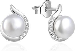 Image du produit Agato - Elegant silver earrings with pearl and zircons AGT-E073PW-P