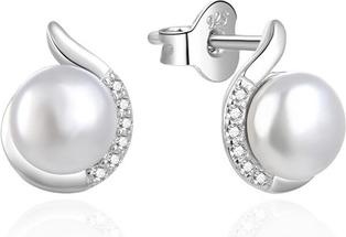 Produktbild Agato - Elegant silver earrings with pearl and zircons AGT-E073PW-P