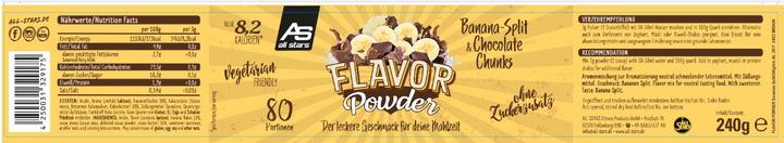 Valori nutrizionali e ingredienti All Stars Aromi in polvere (barattolo da 240 g) (Banana split e pezzi di cioccolato, 1 pz., 300 g)