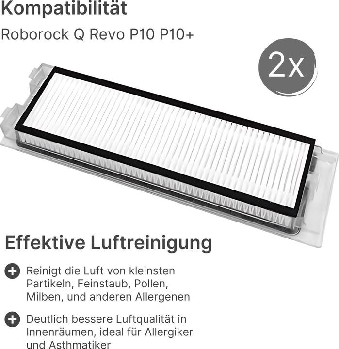 Image du produit Hermex Filtre HEPA alternatif pour Roborock Q Revo P10 P10+ Set de 2 pièces