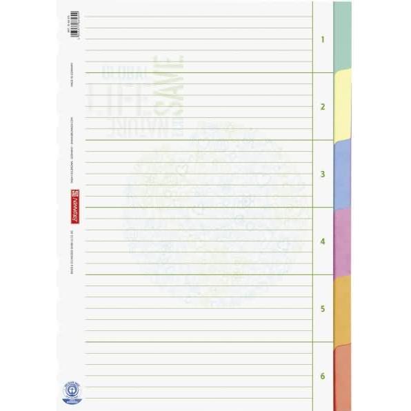 Brunnen, Ordner Zubehör, Ordnerregister Recycling Vollformat blanko beige 6-teilig, 1 St.