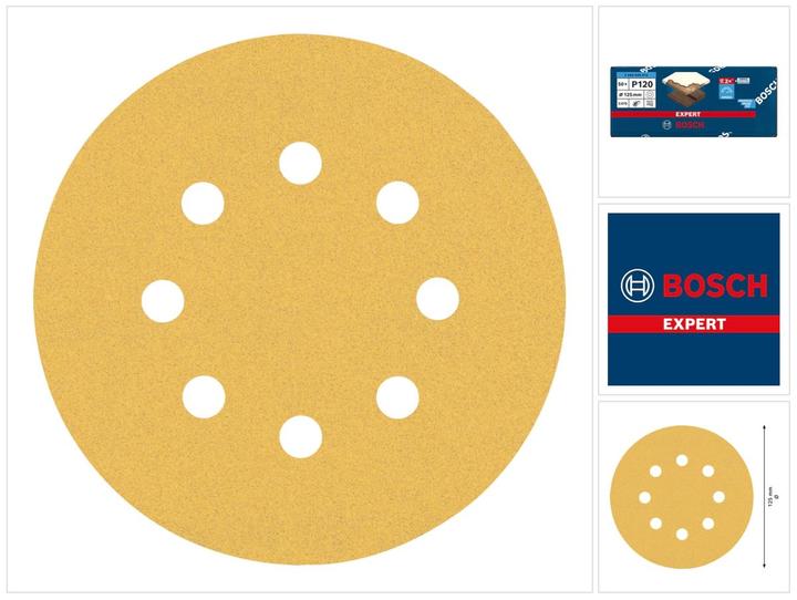 Actual product image Bosch Professional Zubehör EXPERT C470 Sanding paper with 8 holes for random orbital sanders, 125 mm, G 120, 50 pcs. (120)