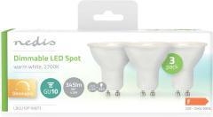 Image du produit Nedis LBGU10P166P3 Lampe LED GU10 Spot 4.5 W 345 lm 2700 K blanc chaud Nombre de lampes dans l'emballage (GU10, 4.50 W, 345 lm, 3 x, F)