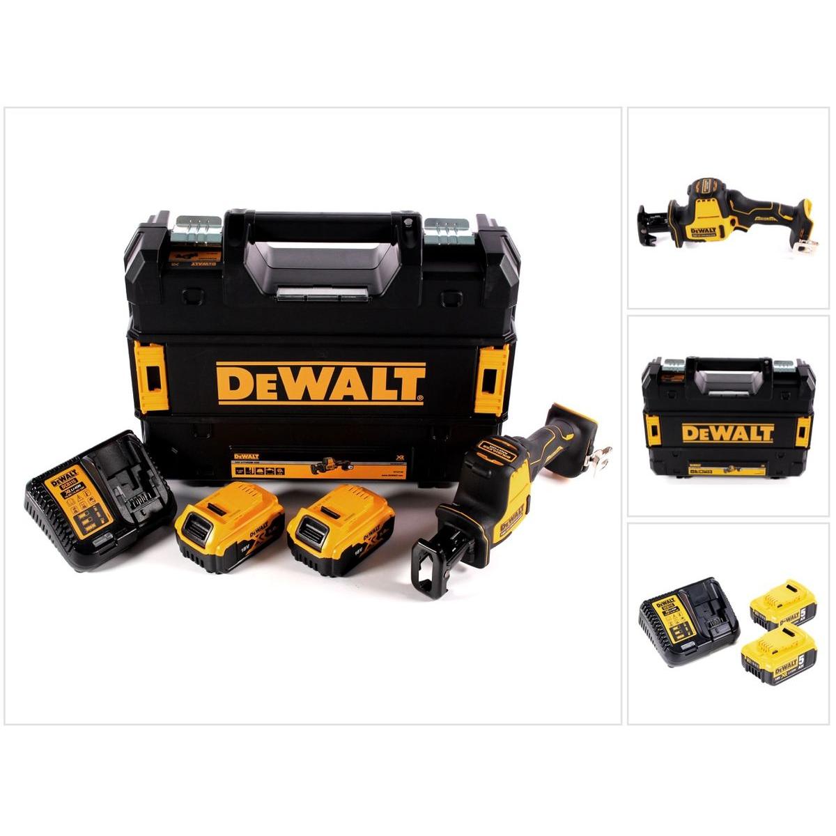 DeWalt, Säbelsäge, DCS 369 P2 Akku Säbelsäge 18 V + 2x Akku 5,0 Ah + Ladegerät + TSTAK