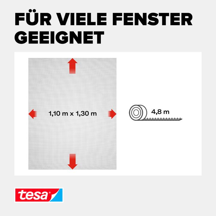 Produktbild tesa Insektenschutz STANDARD für Fenster, mit Klettband, ohne Bohren (110 x 130 cm)