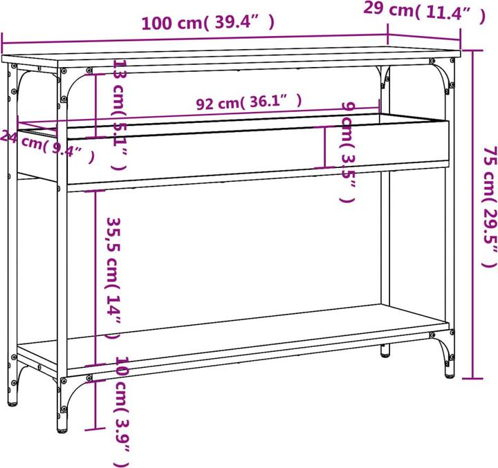 Image du produit vidaXL Konsolentisch (29 x 29 x 75 cm)