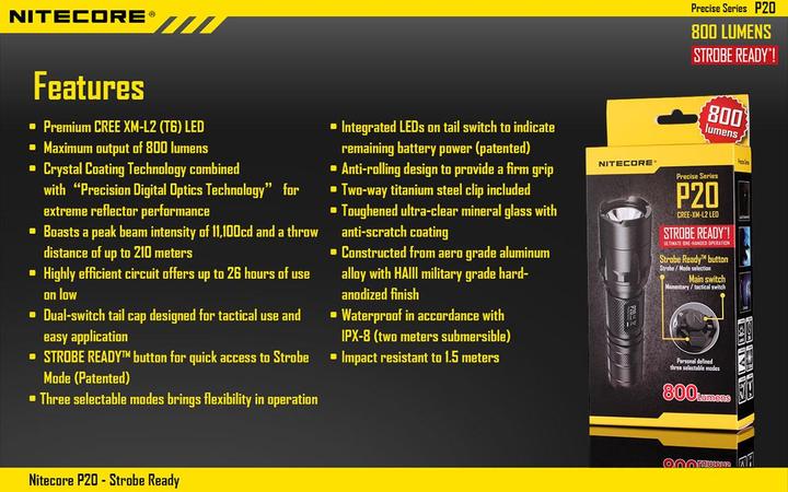 Produktbild Nitecore P20 (13.40 cm, 800 lm)