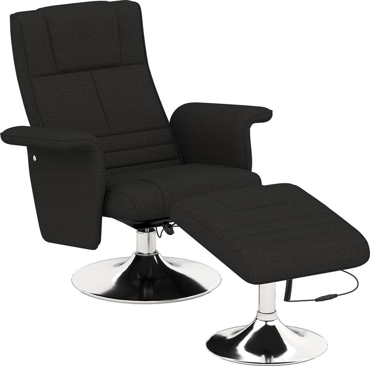Homcom Massagesessel mit Fusshocker Polyester, Stahl Schwarz