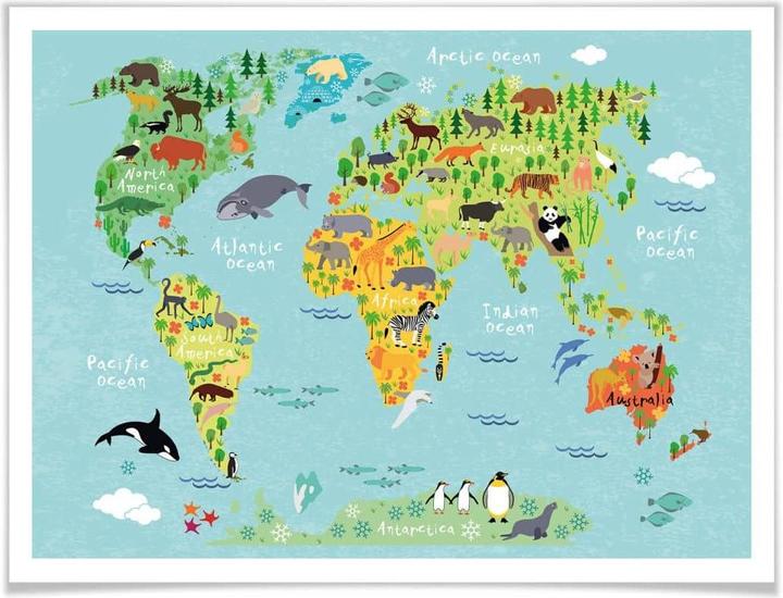 Actual product image Trenddeko Animal children world map (50 x 40 cm)