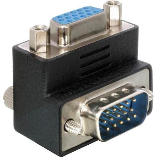Delock Adattatore VGA maschio a VGA femmina 90ø (VGA, 7 cm), Adattatore dati + video, Nero