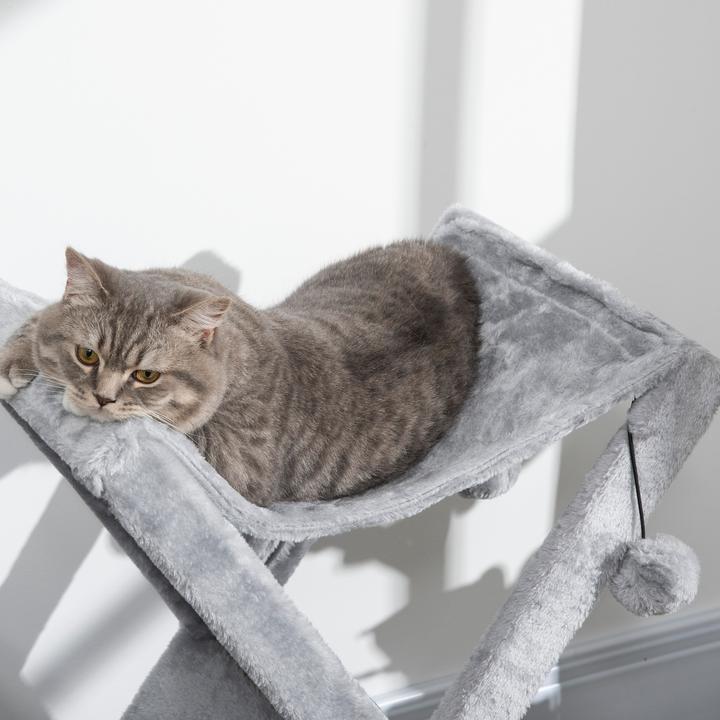 Image du produit PawHut Tour pour chats avec grotte et hamac (65 cm, Gris)