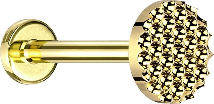 Actual product image Star Piercing Micro Labret internal thread gold plated dotted diamond cut disc gold plated (without brass, Titanium G23)
