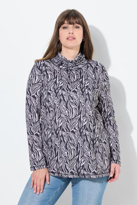 Actual product image Ulla Popken Eco Cotton Leaf Print Turtleneck Tee (54)
