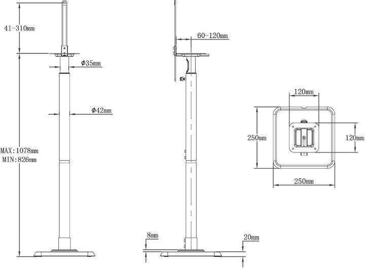Actual product image Mounting Dream 2er-Set Höhenverstellbare Lautsprecherständer (Set, Stand, Height-adjustable)