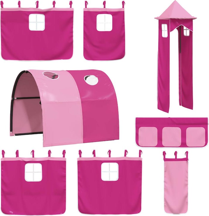 VidaXL Vorhänge für Hochbett mit Tunnel und Turm Rosa,Farbe