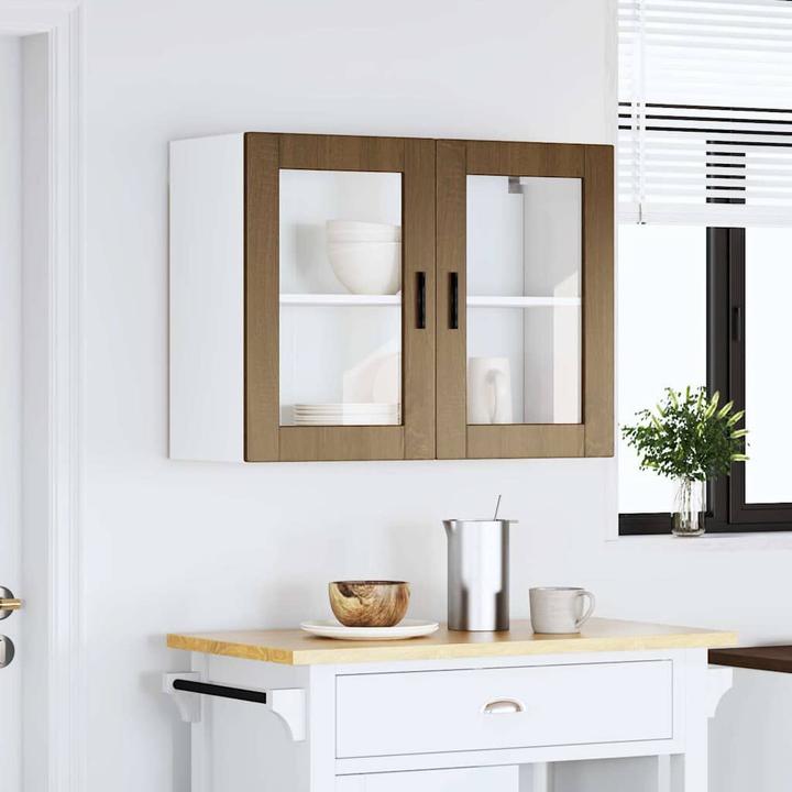 Actual product image VidaXL Kitchen wall unit with glass door Porto brown oak-look (80 x 31 x 60 cm)