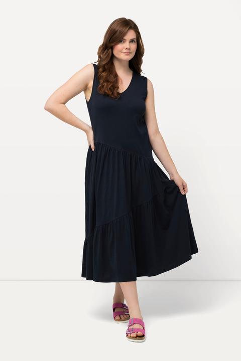 Produktbild Ulla Popken Midikleid, A-Linie, V-Ausschnitt, ärmellos (50, 52)