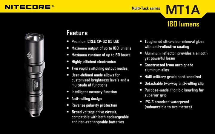 Image du produit Nitecore Mt1a (10.50 cm, 180 lm)