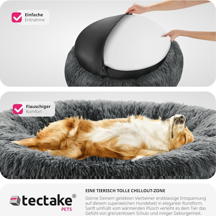 Produktbild tectake Hundebett Maja mit dicker Polsterung und langem Plüsch (Hund)