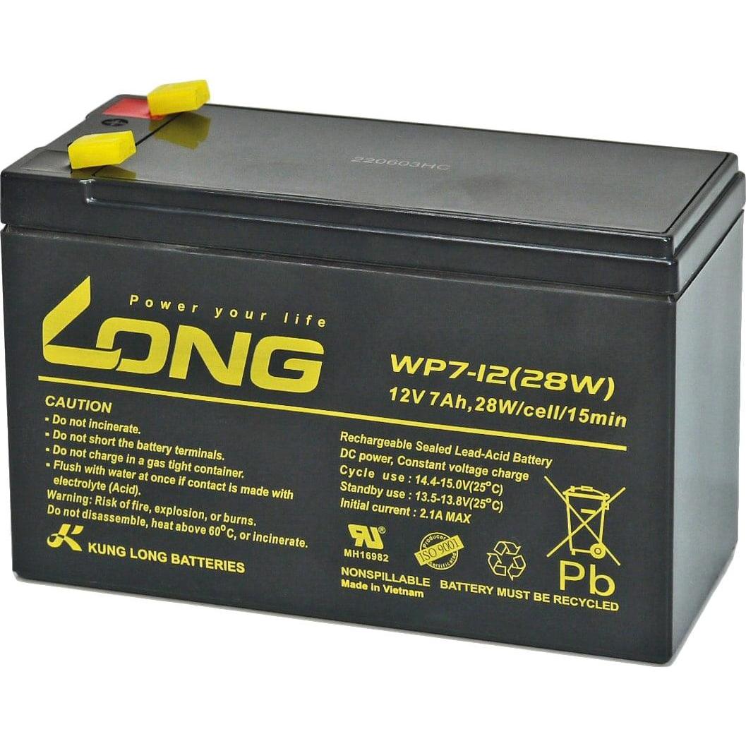 Long, Versorgungsbatterie, WP7-12(28W)-M/F2 WP7-12(28W)-M/F2 Bleiakku 12 V 7 Ah Blei-Vlies (AGM) (B x (12 V, 7 Ah)