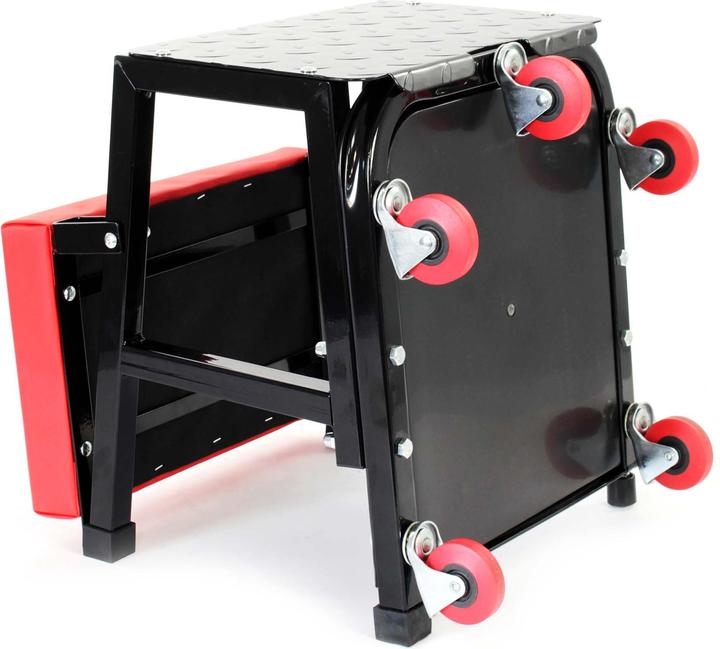 Image du produit Wiltec Tabouret escabeau de mécanicien Servante d’atelier mobile sur roulettes 160kg Plateau outils