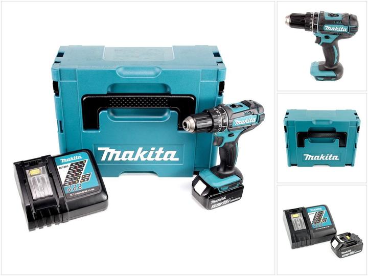 Actual product image Makita DHP 482 RF1J Battery impact drill 18V 62Nm + 1x battery 3,0Ah + charger in Makpac (Rechargeable battery operated)