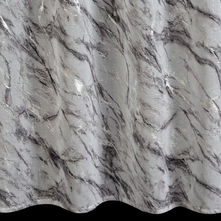 Actual product image Eurofirany Lightweight fabric curtain with silver marble pattern, white, silver-coloured, 140 x 270 cm, (140 x 270 cm)