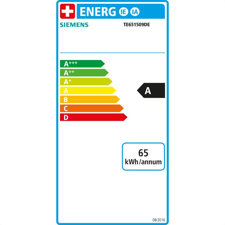 Label énergétique Siemens EQ6 plus s100, TE651509DE (Fiche CH)