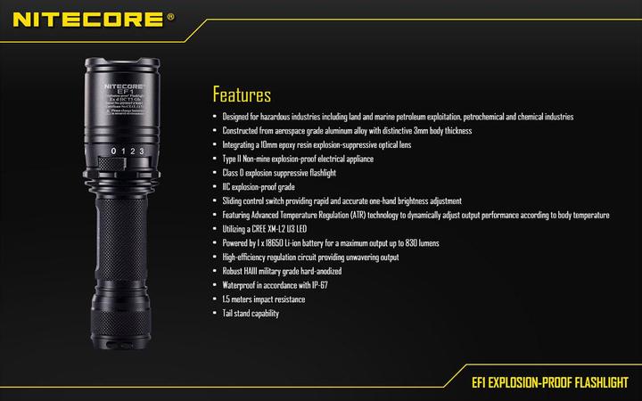 Actual product image Nitecore EF1 (15.22 cm, 830 lm)