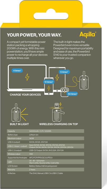 Actual product image Aqiila Powerbird S140 (199.80 Wh, 1.20 kg)